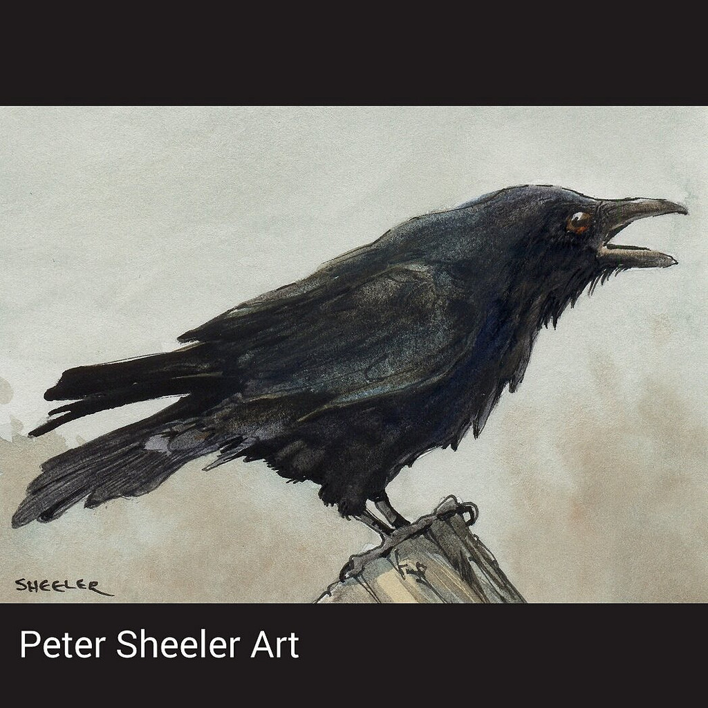 1024x1024 A Small Painting Of A Raven. - Painting Of A Raven