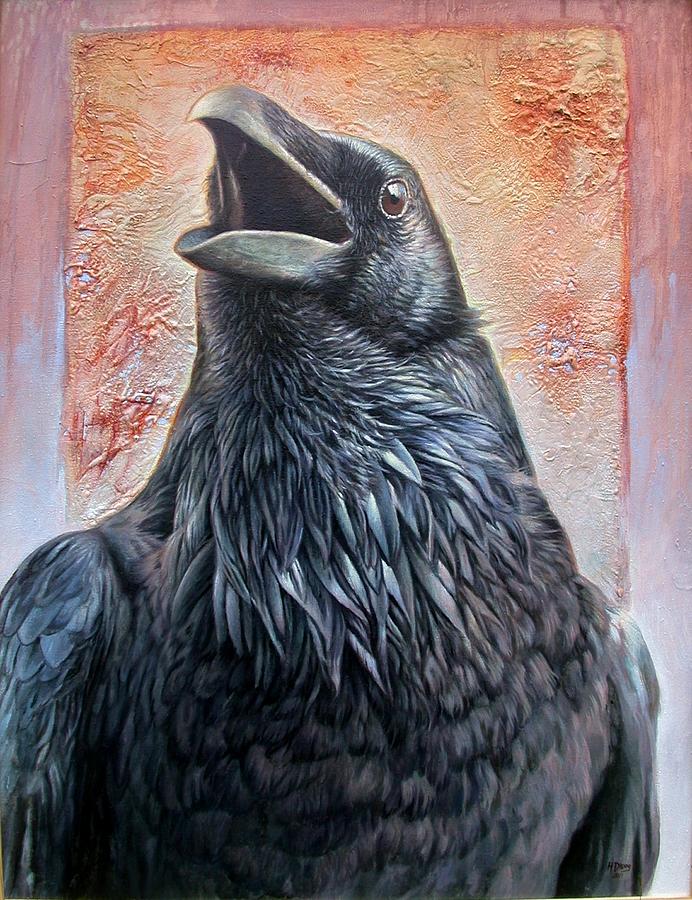 692x900 Raven Painting By Hans Droog - Painting Of A Raven