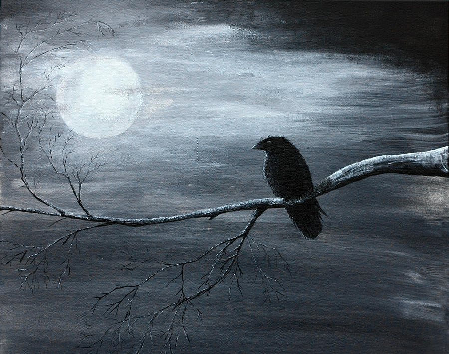 900x711 The Raven Piece 2 Of 2 Painting By Gray Artus - Painting Of A Raven