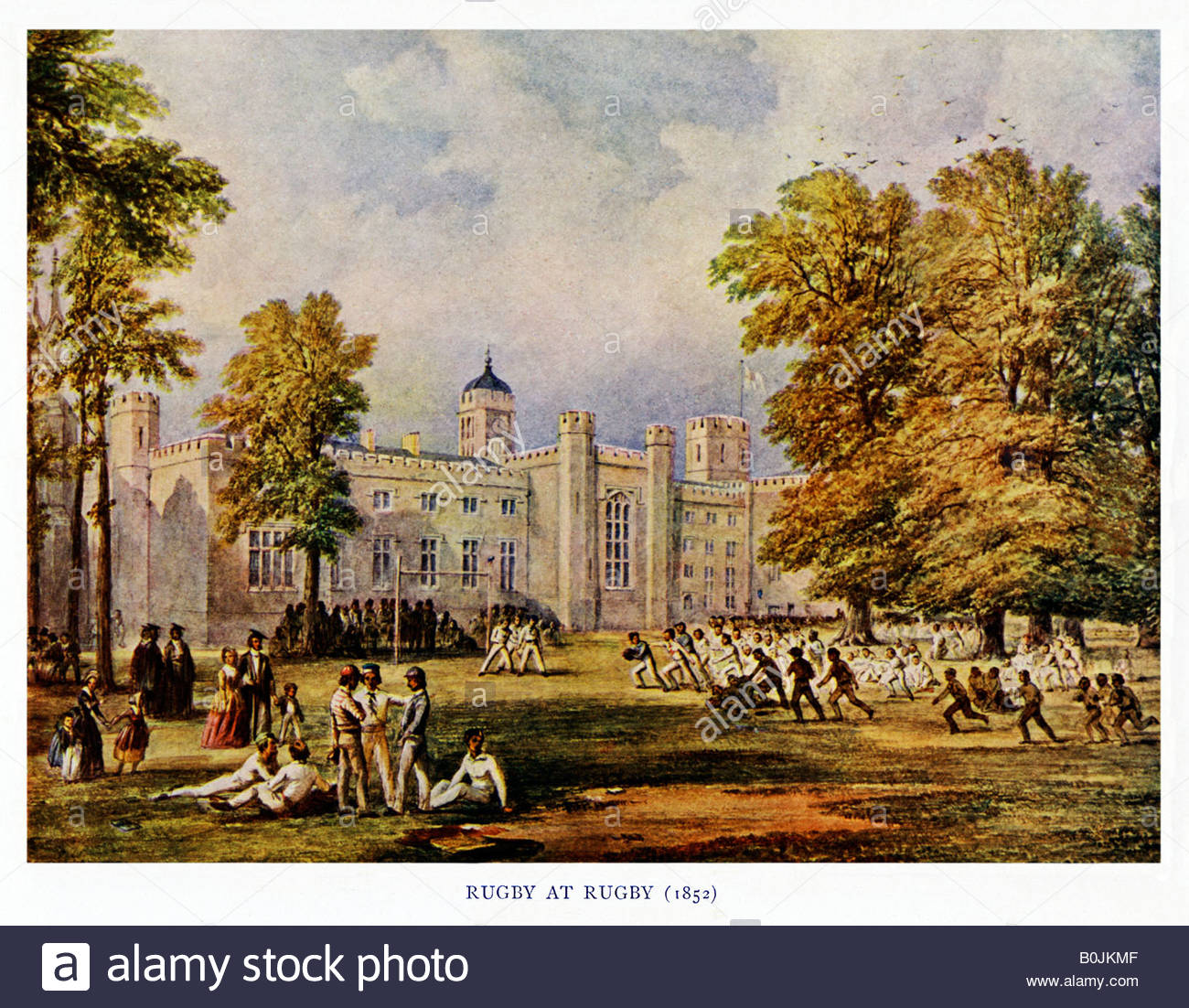 1300x1102 Rugby At Rugby 1852 Painting Of A Very Early Match On The Close - Painting Of A School