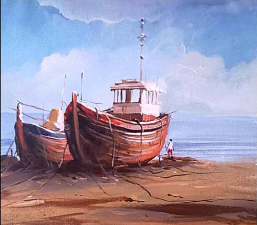 500x438 Sea Scene Ship Painting, Abstract Amp Contemporary Paintings India - Painting Of A Ship At Sea