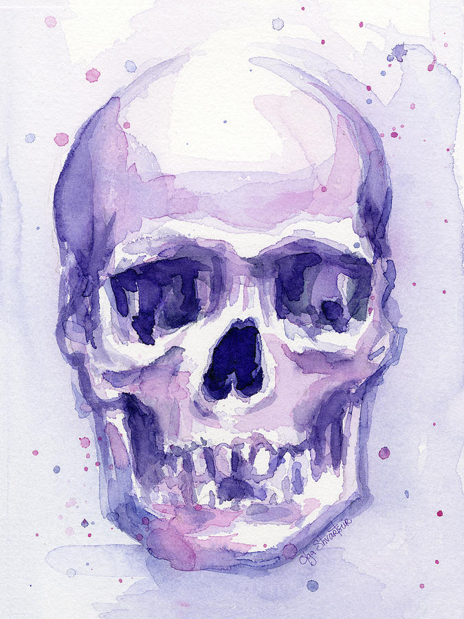 675x900 Purple Skull Painting By Olga Shvartsur - Painting Of A Skull