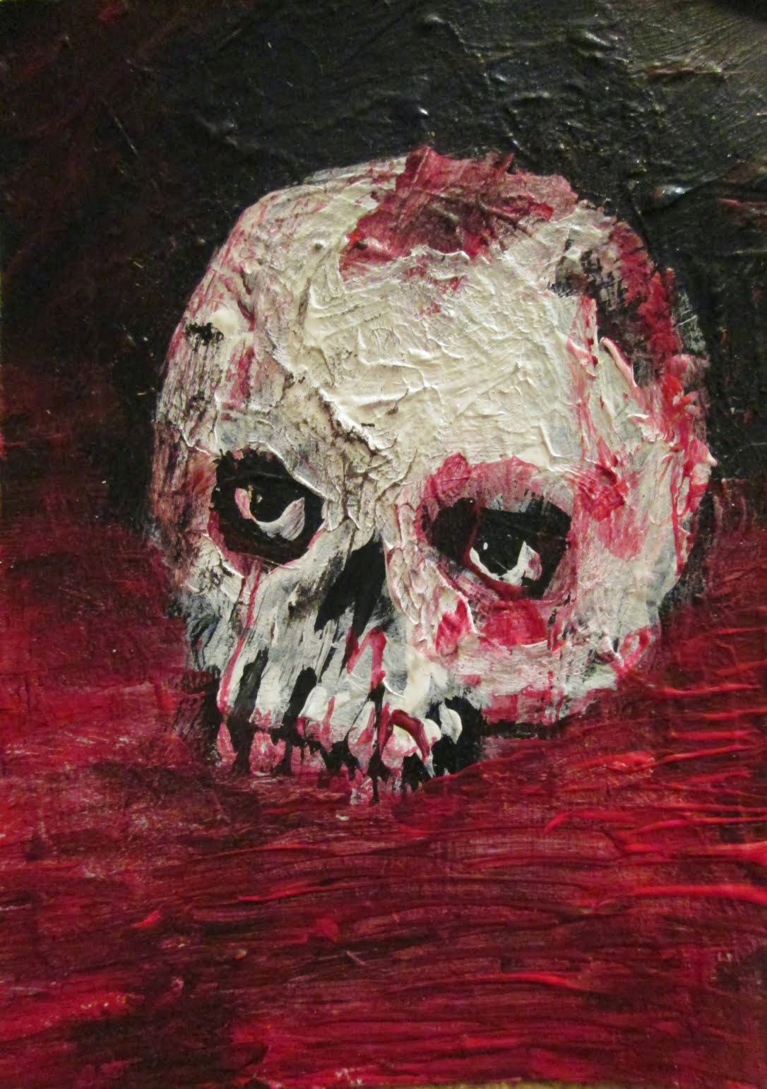 1086x1542 Painting Of A Skull In A Pool Of Blood - Painting Of A Skull