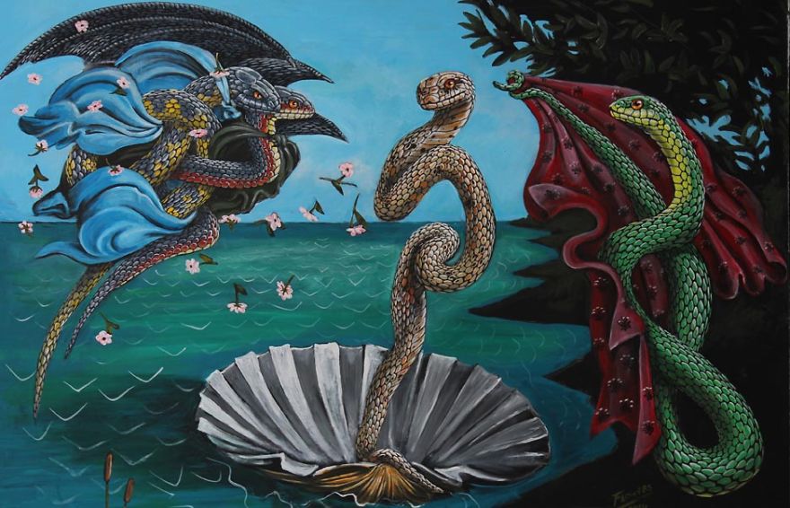 880x566 Snakes Invade Great Moments In Art History Bored Panda - Painting Of A Snake