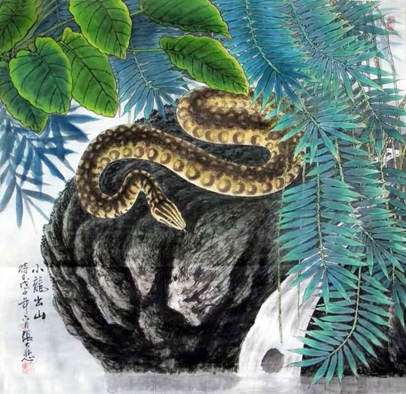 824x800 The Year Of The Water Snake Ferrebeekeeper - Painting Of A Snake