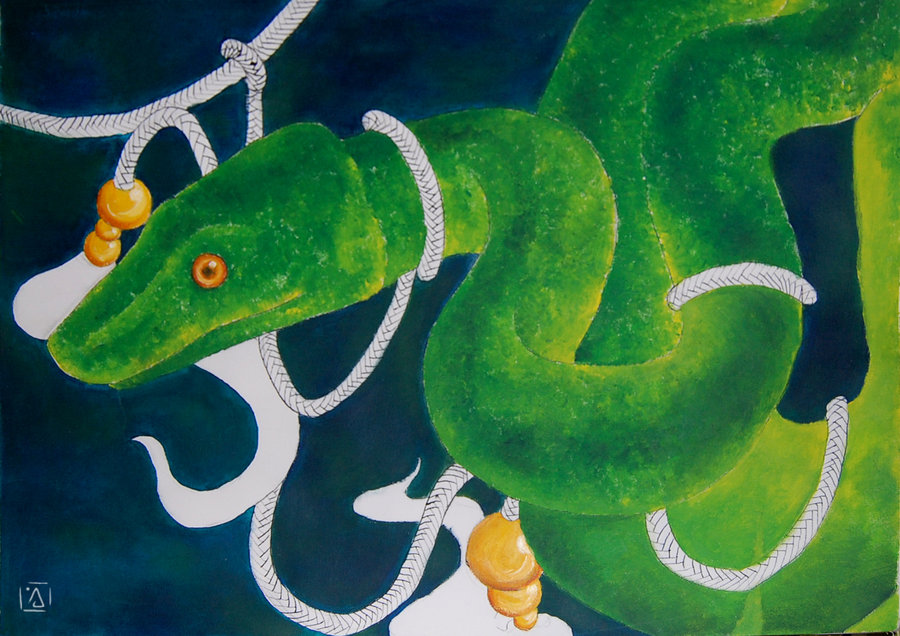 900x636 Snake Painting By Alexiel50 - Painting Of A Snake