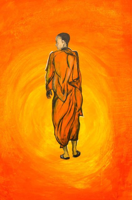 424x640 Kalvintaka Tan Kianrtwork Monk Walking Towards The Realm - Painting Of A Sun
