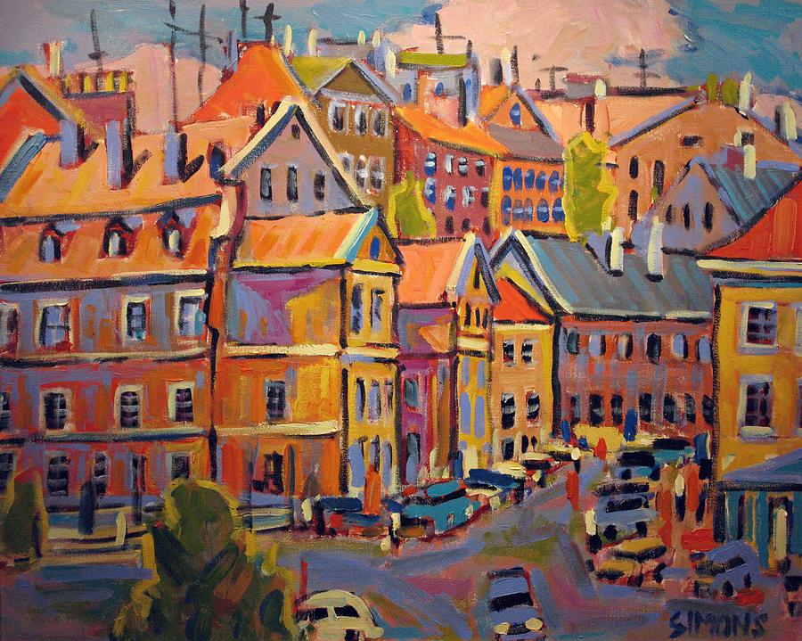 900x719 Old Town Painting By Brian Simons - Painting Of A Town