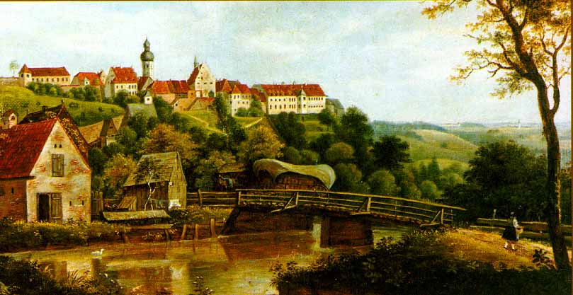809x417 Painting Of The Town Of Dachau By J.a. Sedlmayr, 1840 - Painting Of A Town