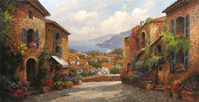 850x434 Unknown Artist Town By Paul Guy Gantner Painting Anysize 50% Off - Painting Of A Town