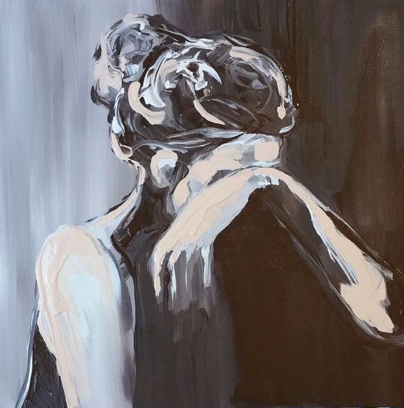 570x576 Original Acrylic Painting 16 X 16, Loss, Figurative, Female, Alone - Painting Of A Woman Crying