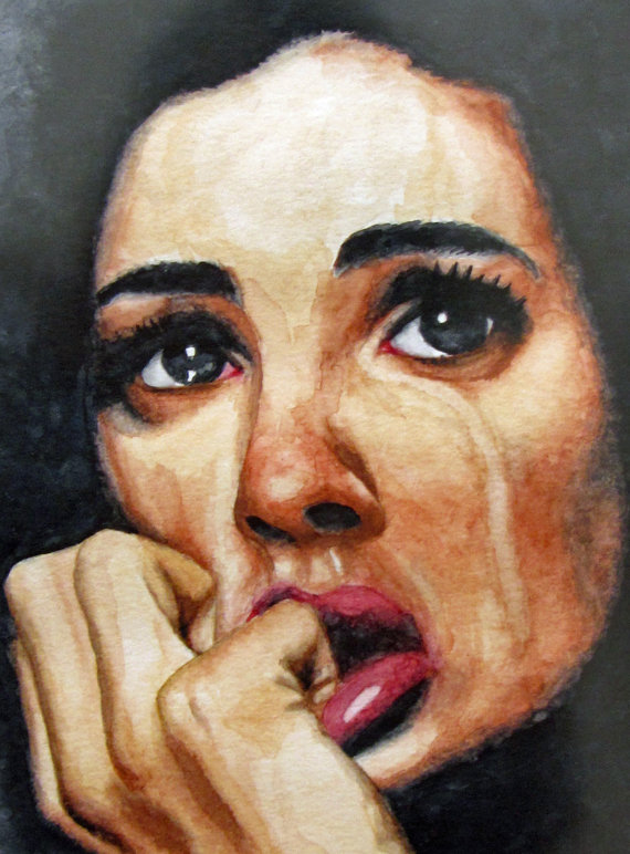 570x772 Original Portrait Woman Crying - Painting Of A Woman Crying