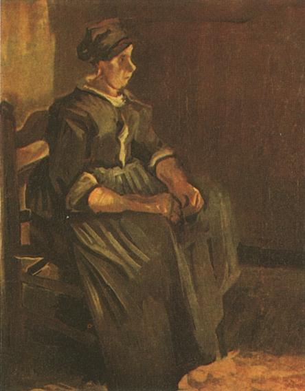 444x568 Peasant Woman Sitting On A Chair Painting Vincent Van Gogh Oil - Painting Of A Woman Sitting In A Chair