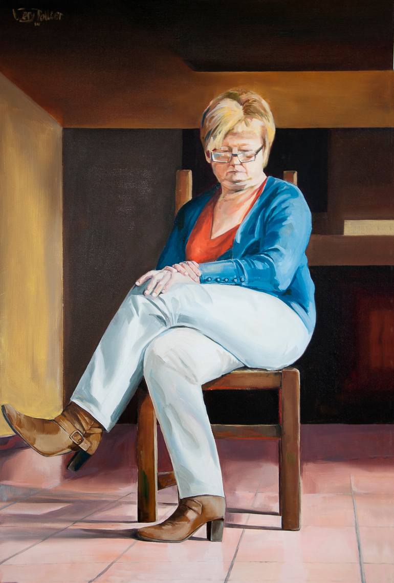 770x1139 Saatchi Art Woman Sitting On A Chair Painting By Wery Pollier - Painting Of A Woman Sitting In A Chair