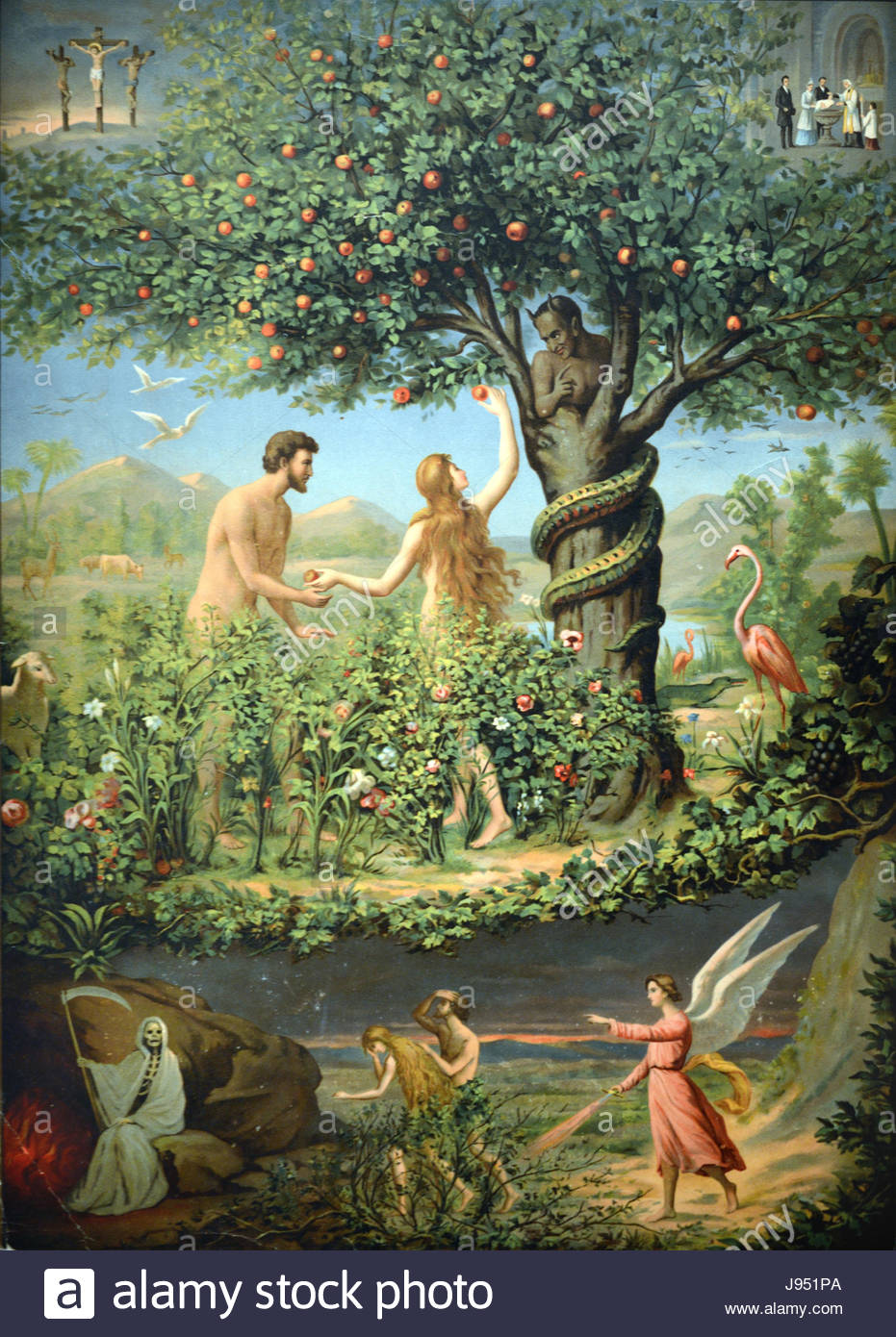 931x1390 Original Sin, Adam And Eve In The Garden Of Eden Late C19th Stock - Painting Of Adam And Eve In The Garden Of Eden