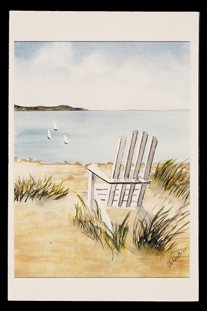 408x612 Artwork By Estelle Schwalb - Painting Of Adirondack Chairs