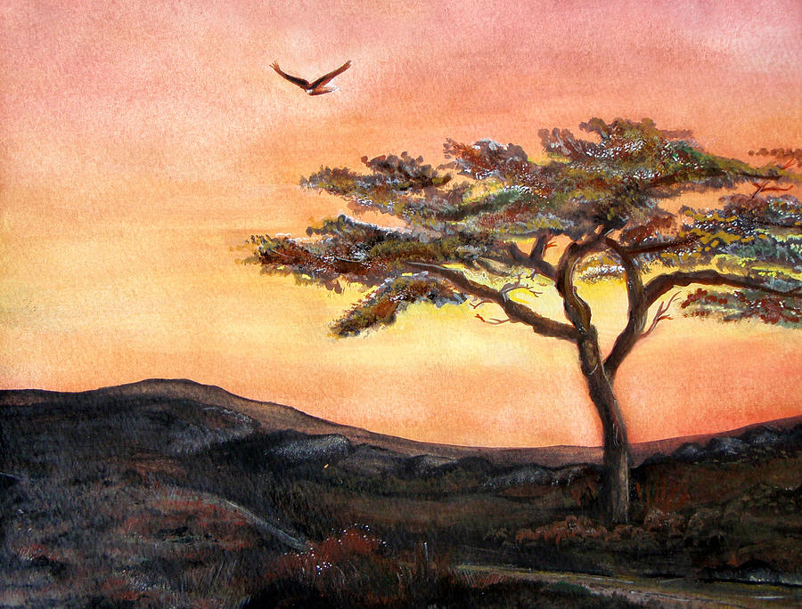 900x684 African Sky Painting By Barbi Holzmann - Painting Of Africa