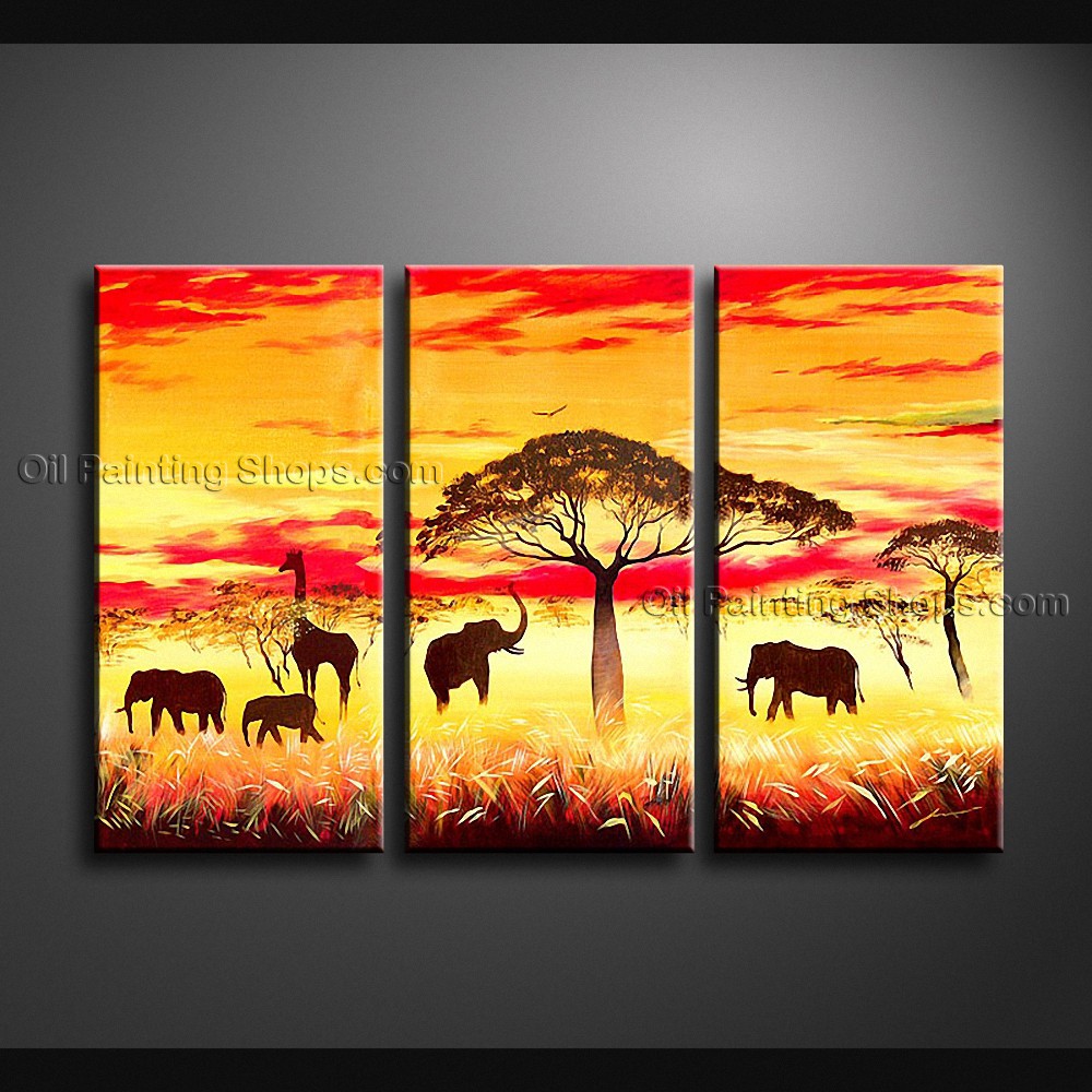 1000x1000 Beautiful Contemporary Wall Art Landscape Painting Africa Sunset Scene - Painting Of Africa