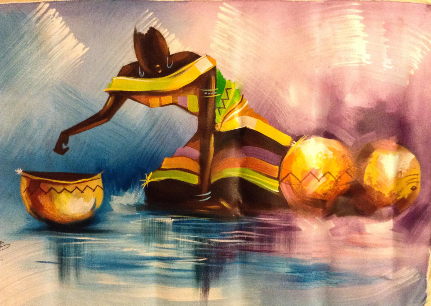 1500x1065 Water Is Life African Art Painting Acrylic On Canvas, Unique - Painting Of Africa