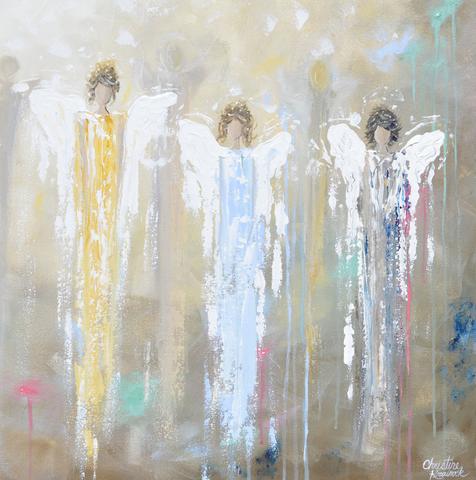 476x480 Giclee Print Art Abstract 5 Angels Painting ~ Joyful Heart - Painting Of Angels