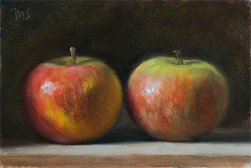 501x336 Daily Paintings Two Apples Postcard From Provence - Painting Of Apples