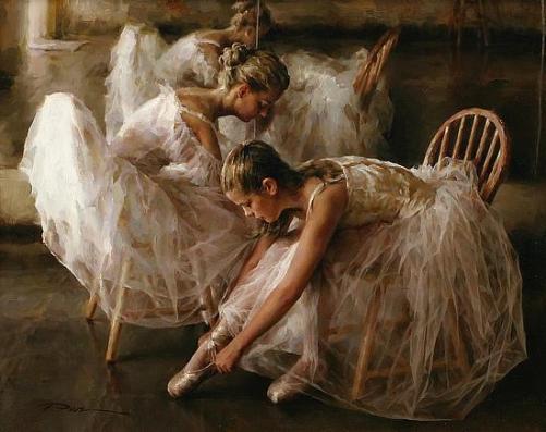 501x397 Moments Of Ballet. Painting By Stephen Pan (4) - Painting Of Ballerinas