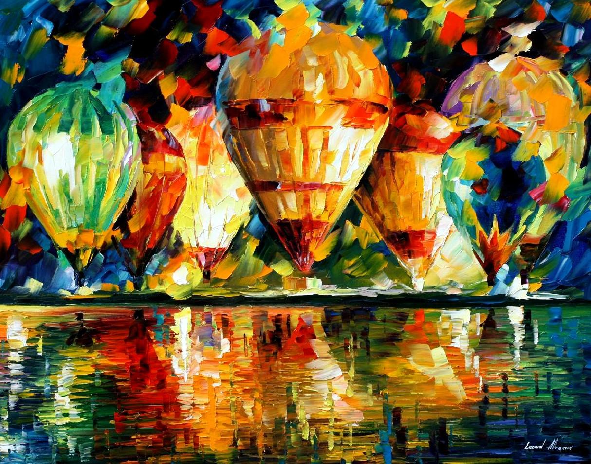 1214x954 Balloon Show Palette Knife Oil Painting On Canvas By Leonid - Painting Of Balloons