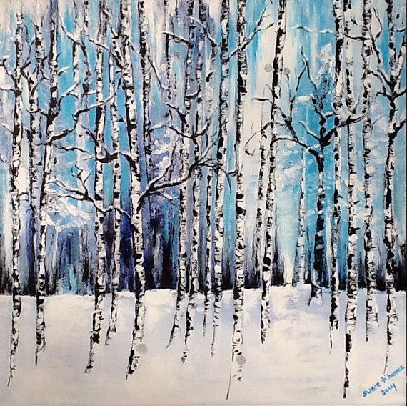 570x568 Images Of Paintings Of Trees In Winter - Painting Of Birch Trees In Winter