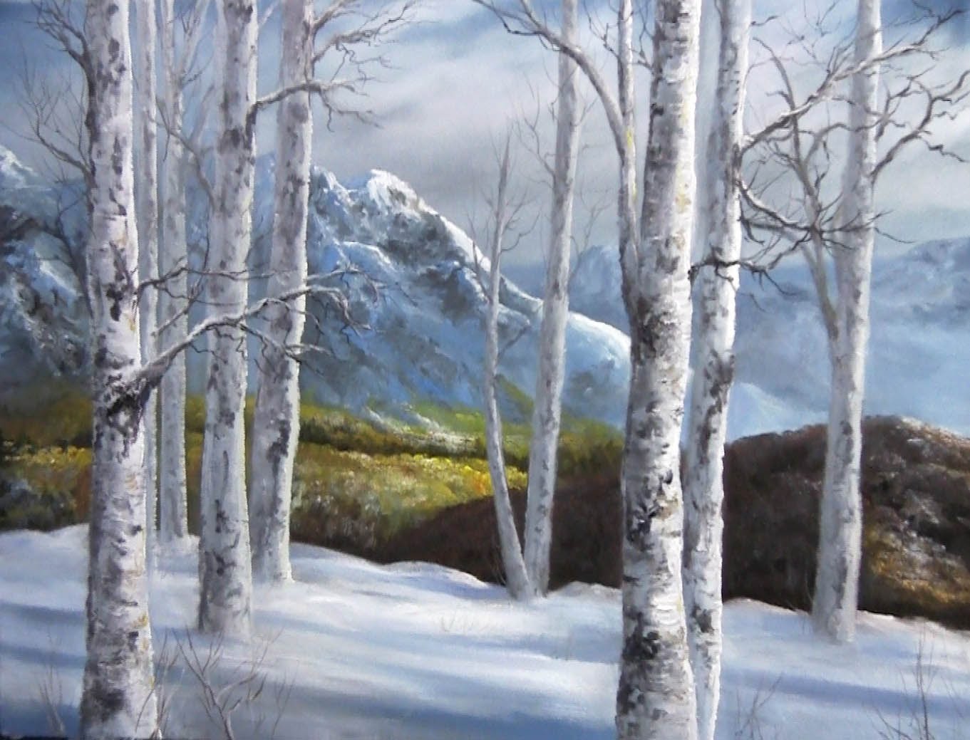 1361x1039 Paint With Kevin - Painting Of Birch Trees In Winter