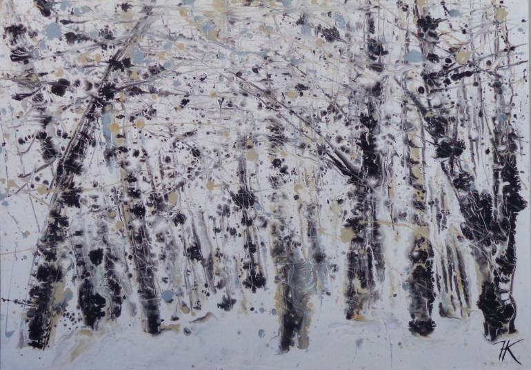 770x536 Saatchi Art Birch Trees In The Winter Forest Painting By Nadezda - Painting Of Birch Trees In Winter