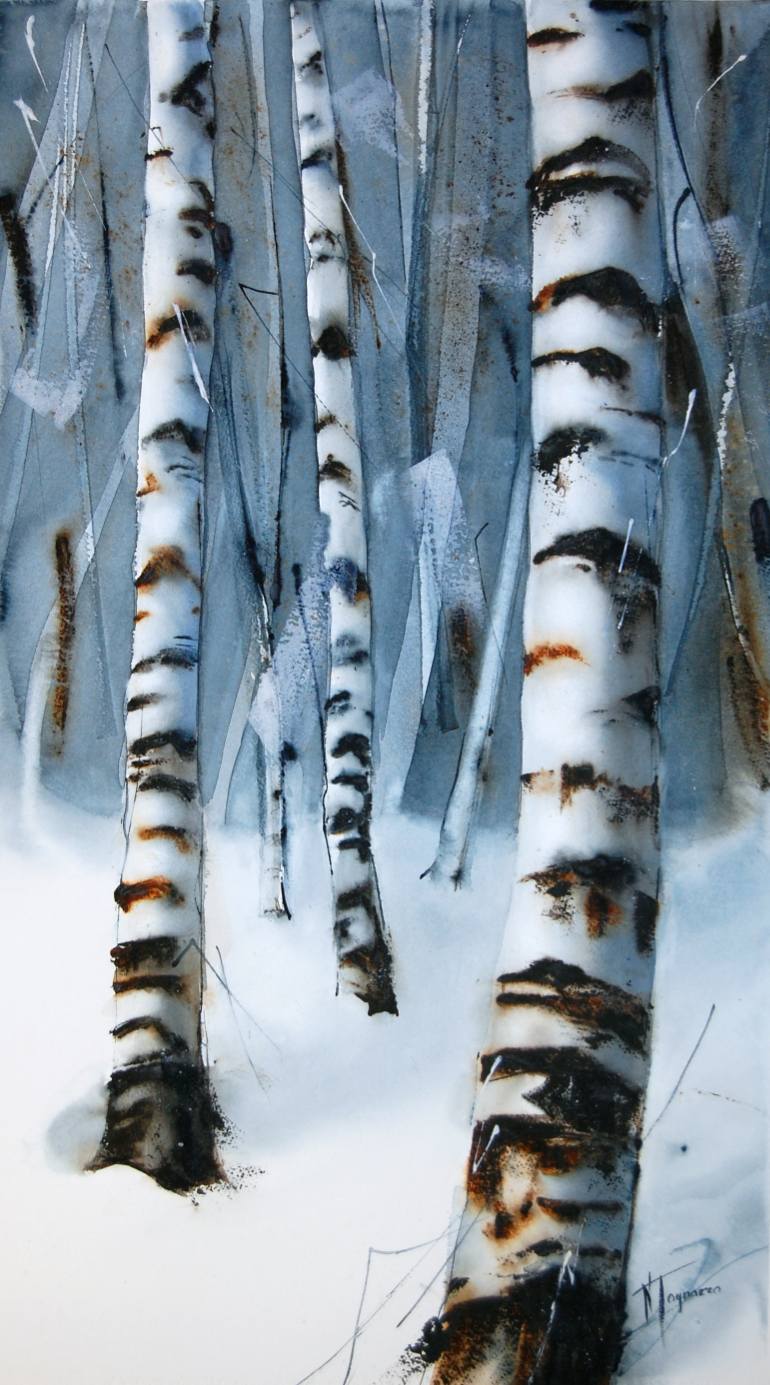 770x1385 Saatchi Art Birch Trees In Wintertime Painting By Nadia Tognazzo - Painting Of Birch Trees In Winter