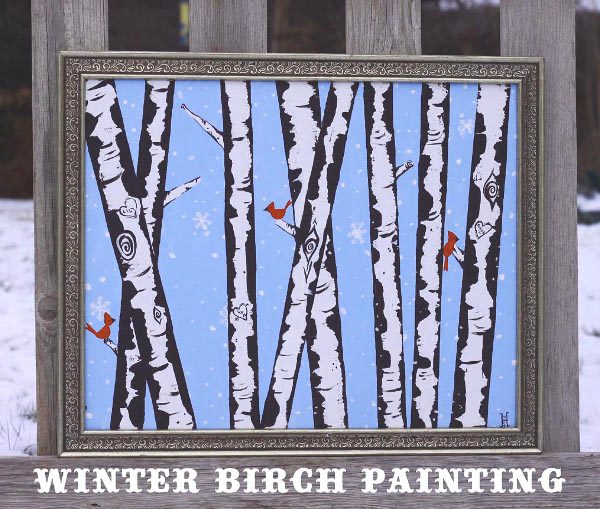 600x509 Winter Birch Tree Painting - Painting Of Birch Trees In Winter