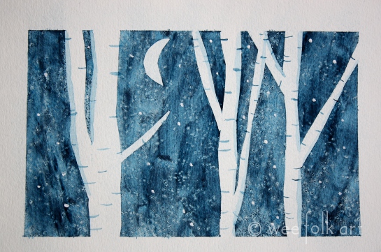 545x361 Winter Birch Trees - Painting Of Birch Trees In Winter