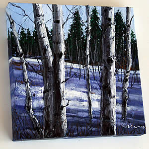 300x300 Winter Gem Aspen Paintings, Birch Tree Paintings, Contemporary - Painting Of Birch Trees In Winter