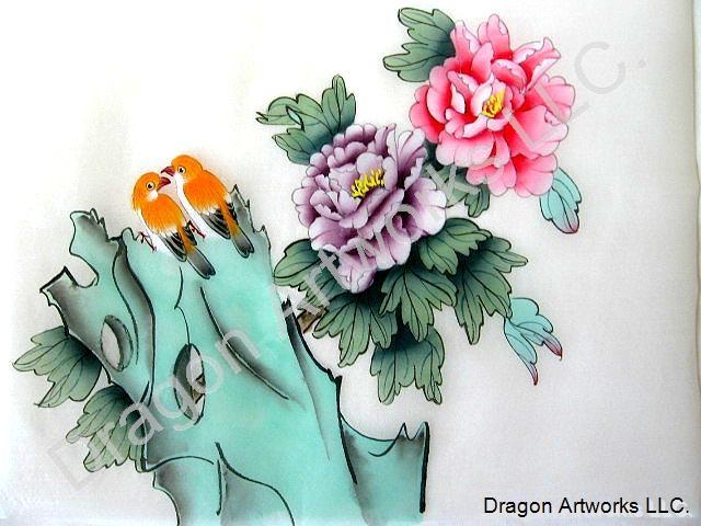 640x480 Chinese Birds And Flowers Silk Painting - Painting Of Birds And Flowers