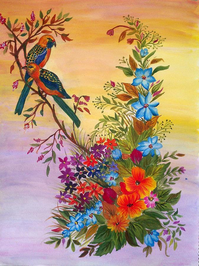 Painting Of Birds And Flowers At Paintingvalleycom Explore