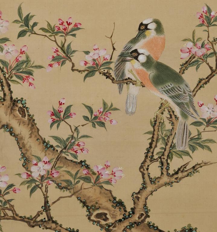 719x768 Spring Birds And Flowers, 19th Century, Japanese Scroll Painting - Painting Of Birds And Flowers