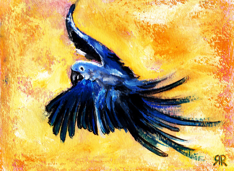 900x660 Blue Bird In Flight Painting By Rashmi Rao - Painting Of Birds In Flight