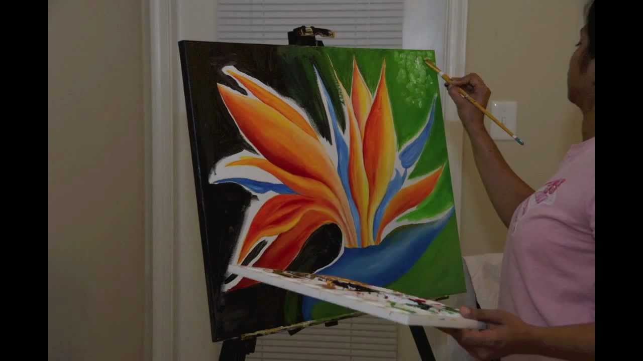 1280x720 Bird Of Paradise Painting - Painting Of Birds Of Paradise Flowers