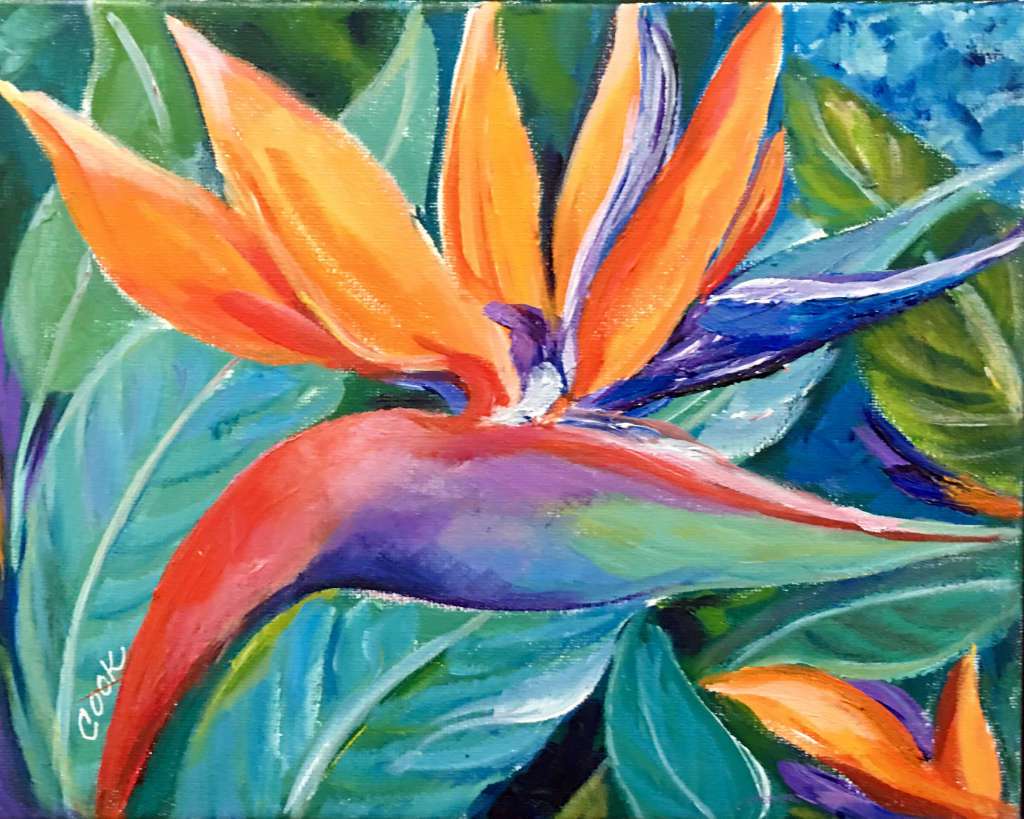 1024x819 How To Paint A Bird Of Paradise Colorful Flower - Painting Of Birds Of Paradise Flowers