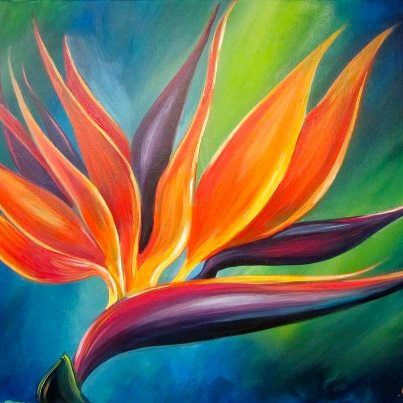 403x403 Pin By Mary Forrest On Art Flowers, Paintings - Painting Of Birds Of Paradise Flowers