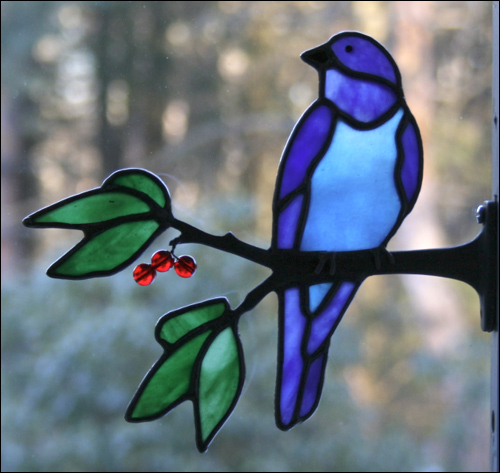 500x473 Stained Glass Birds By Chippaway Art Glass - Painting Of Birds On Branches