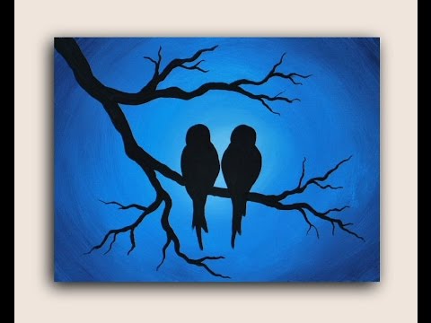 480x360 Acrylic Painting On Canvas Love Birds - Painting Of Birds On Branches