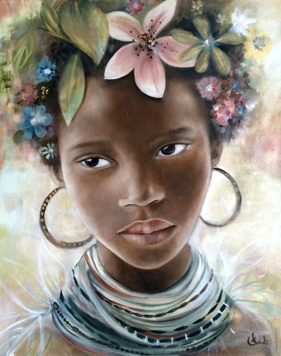 570x722 55 Amazing Black Hair Art Pictures And Paintings - Painting Of Black Children