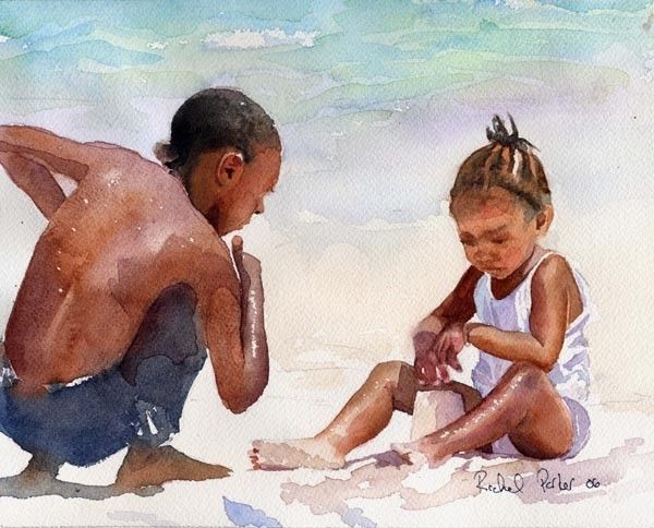 600x484 Pin By Anna Natty On Afro Art Girl Beach, Beach Art - Painting Of Black Children