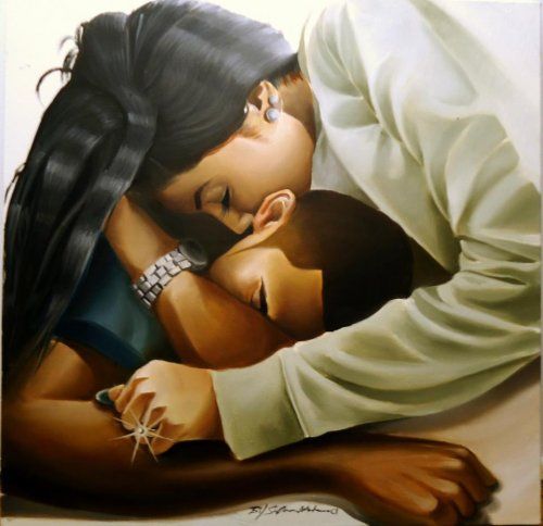 500x484 Pictures Black Romantic Couples Paintings, - Painting Of Black Couples In Love