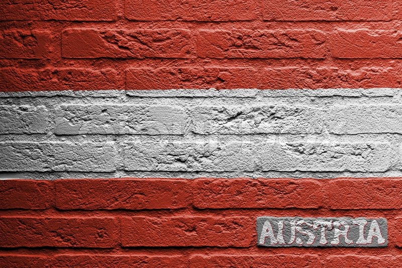 800x533 Brick Wall With A Painting Of A Flag, Austria Stock Photo - Painting Of Brick Wall