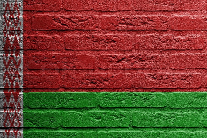 800x533 Brick Wall With A Painting Of A Flag, Belarus Stock Photo - Painting Of Brick Wall