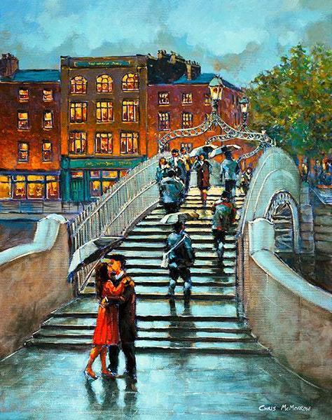 474x600 Painting And Print Featuring A Couple - Painting Of Bridge