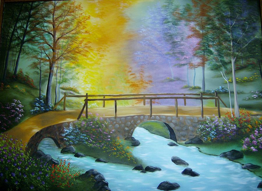 900x659 Bridge Over Troubled Water Painting By Debra Campbell - Painting Of Bridge